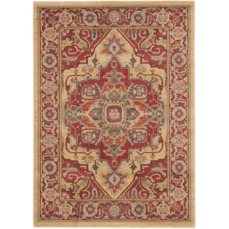 Safavieh Mahal Power Loomed Rectangle Rug- Red - Natural- 4 x 5 ft. 7 in. MAH698A-4
